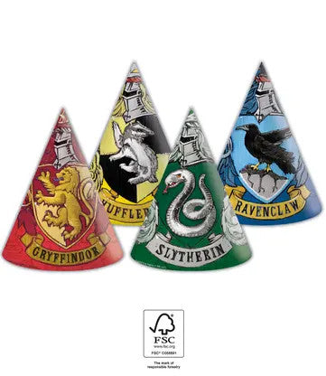 Harry Potter Hogwarts Houses parti kalap, csákó 6 db-os FSC, J-PNN93372