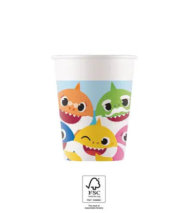 Baby Shark Fun in the Sun papír pohár 8 db-os 200 ml FSC, J-PNN93514