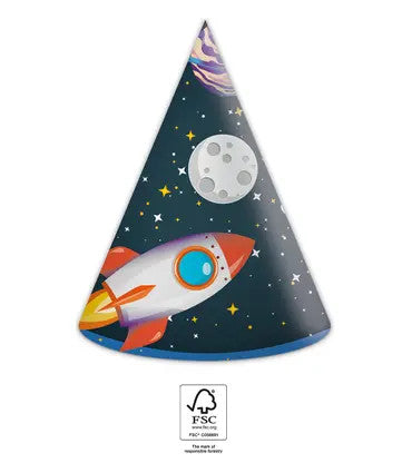 Űr Rocket Space parti kalap, csákó 6 db-os FSC, J-PNN93738