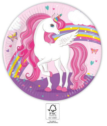 Unikornis Rainbow Colors papírtányér 8 db-os 23 cm FSC, J-PNN93757