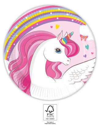 Unikornis Rainbow Colors papírtányér 8 db-os 20 cm FSC, J-PNN93758