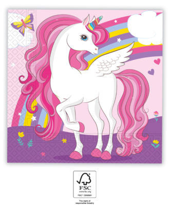 Unikornis Rainbow Colors szalvéta 20 db-os 33x33 cm FSC, J-PNN93760