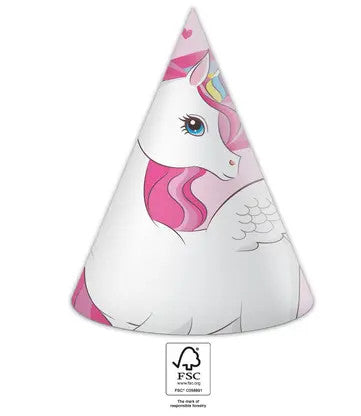 Unikornis Rainbow Colors parti kalap, csákó 6 db-os FSC, J-PNN93762