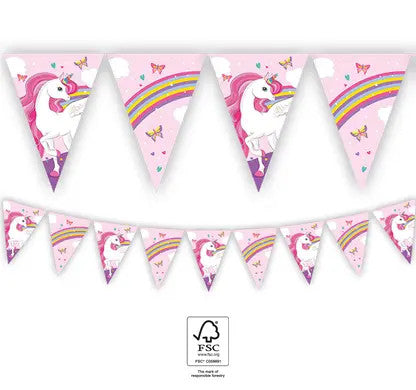 Unikornis Rainbow Colors zászlófüzér FSC 2,3 m, J-PNN93763