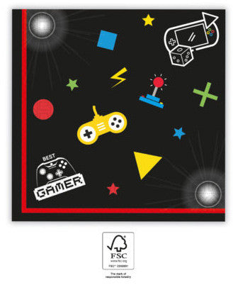Gaming Party szalvéta 20 db-os 33x33 cm FSC, J-PNN93772