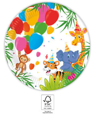Dzsungel Balloons papírtányér 8 db-os 20 cm FSC, J-PNN93780
