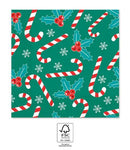Karácsonyi Xmas Sugar Canes szalvéta 20 db-os 33x33 cm FSC, J-PNN95373