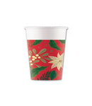 Karácsonyi Holly Poinsettia papír pohár 8 db-os 200 ml FSC, J-PNN95381