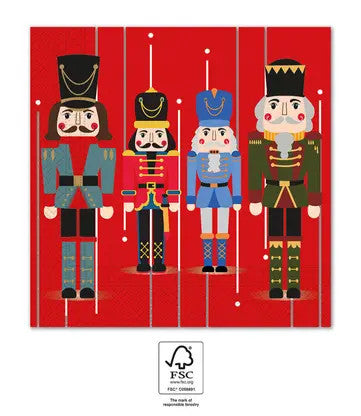 Karácsonyi Wooden Nutcracker szalvéta 20 db-os 33x33 cm, J-PNN95386