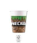 Minecraft Green papír pohár 8 db-os 200 ml FSC, J-PNN95442