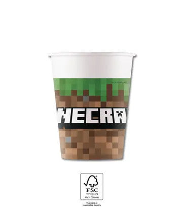 Minecraft Green papír pohár 8 db-os 200 ml FSC, J-PNN95442
