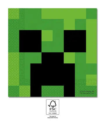 Minecraft Green szalvéta 20 db-os 33x33 cm FSC, J-PNN95443