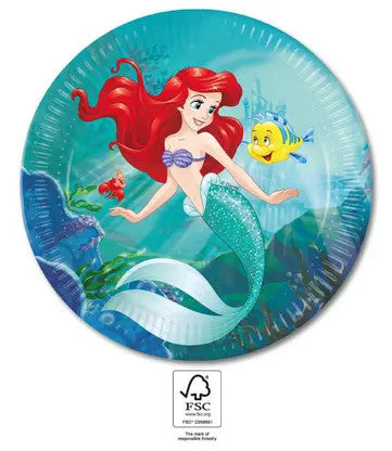 Disney Hercegnők, Ariel Curious papírtányér 8 db-os 23 cm FSC, J-PNN95455