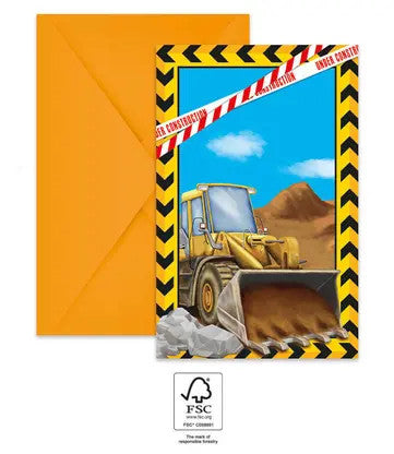 Építkezés Grabber party meghívó 6 db-os FSC, J-PNN95476