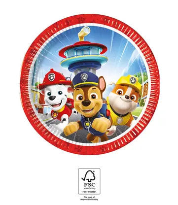 Mancs Őrjárat Rescue Heroes papírtányér 8 db-os 20 cm FSC, J-PNN95596