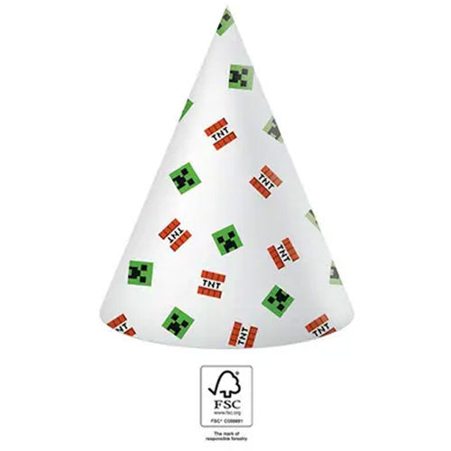 Minecraft Green parti kalap, csákó 6 db-os FSC, J-PNN95660