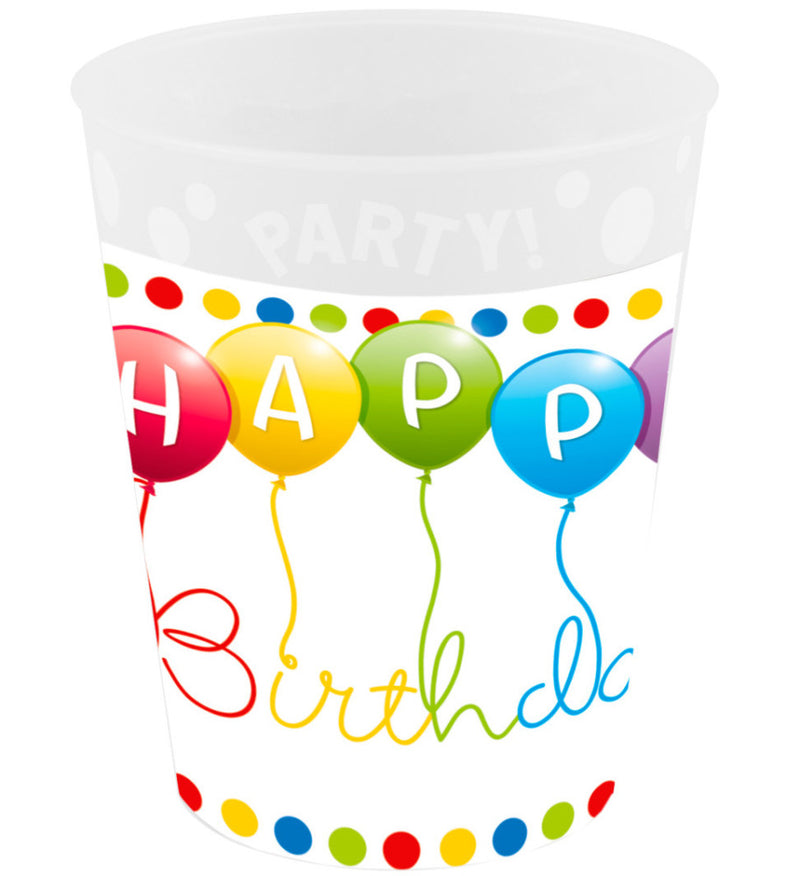 Happy Birthday Streamers micro prémium műanyag pohár 250 ml, J-PNN96257