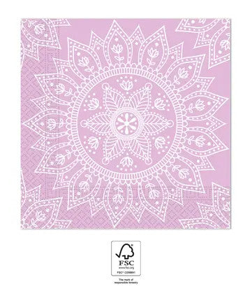 Mandala Purple White szalvéta 20 db-os, 33x33 cm FSC, J-PNN96400