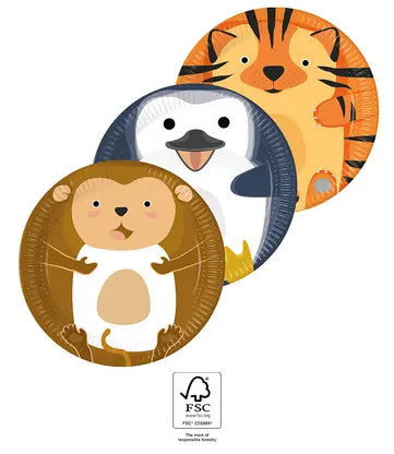 Állatos Zoo papírtányér 8 db-os 23 cm FSC, J-PNN96598