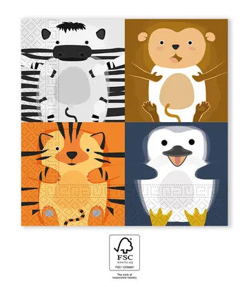 Állatos Zoo szalvéta 20 db-os 33x33 cm FSC, J-PNN96600