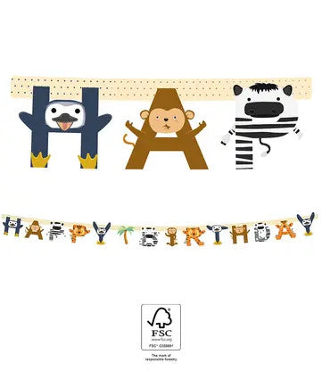 Állatos Zoo Happy Birthday felirat FSC 2 m, J-PNN96601