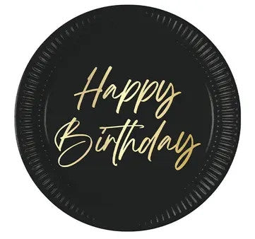 Happy Birthday Elegant papírtányér 8 db-os 23 cm FSC, J-PNN96613