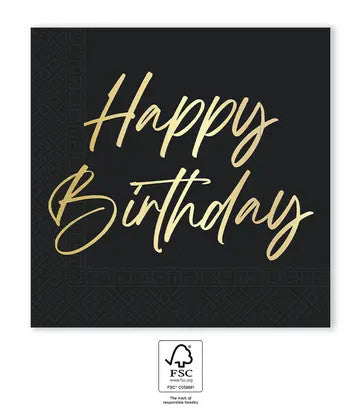 Happy Birthday Elegant szalvéta 20 db-os 33x33 cm FSC, J-PNN96615