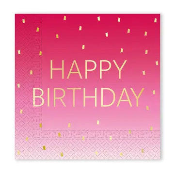 Happy Birthday Golden Pink szalvéta 20 db-os 33x33 cm FSC, J-PNN96625