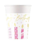 Happy Birthday Candles papír pohár 8 db-os 200 ml FSC, J-PNN96627