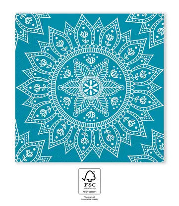 Mandala Petrol White szalvéta 20 db-os, 33x33 cm FSC, J-PNN96634