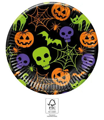 Halloween Happy papírtányér 8 db-os 23 cm FSC, J-PNN96737