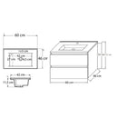 Porto 60 alsó fürdőszoba bútor mosdóval fehér színben
