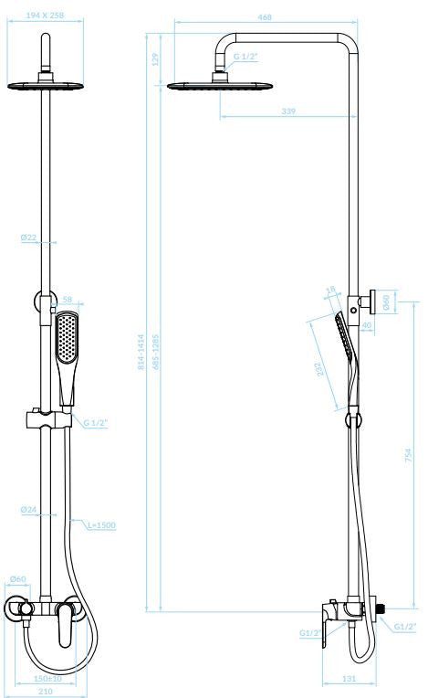 LAVEO DIMA zuhanyszett csappal, fekete