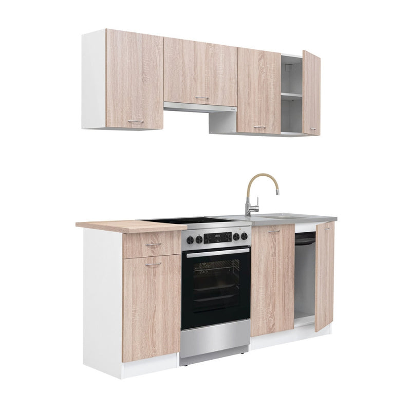 Praktik 180 konyhabútor, fehér korpusz, sonoma tölgy front