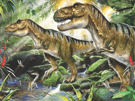 Dinoszauruszok neon puzzle, 100 darabos