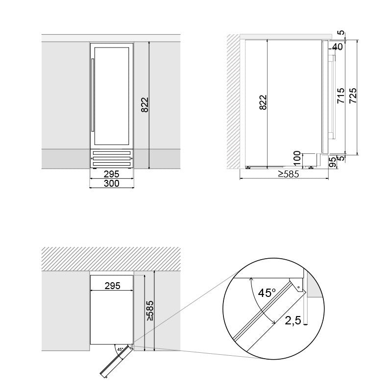 Pando PVMB 30-16XL borhűtő - pult alá építhető, inox, balos