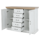 komód, 2-ajtós 5 fiókkal, északi sosna/vadtölgy, ROYAL K2D