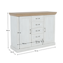 komód, 2-ajtós 5 fiókkal, északi sosna/vadtölgy, ROYAL K2D