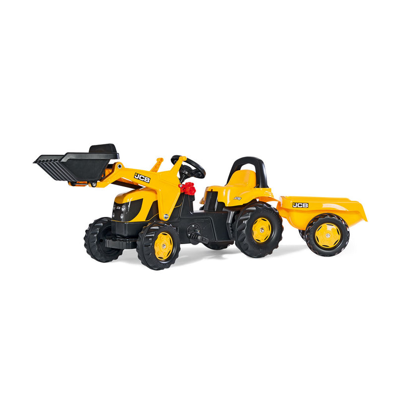 Rolly Kid JCB pedálos markolós traktor utánfutóval