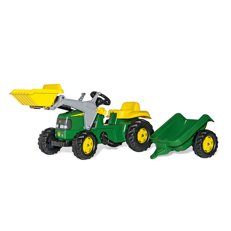 Rolly Kid John Deere pedálos markolós traktor utánfutóval