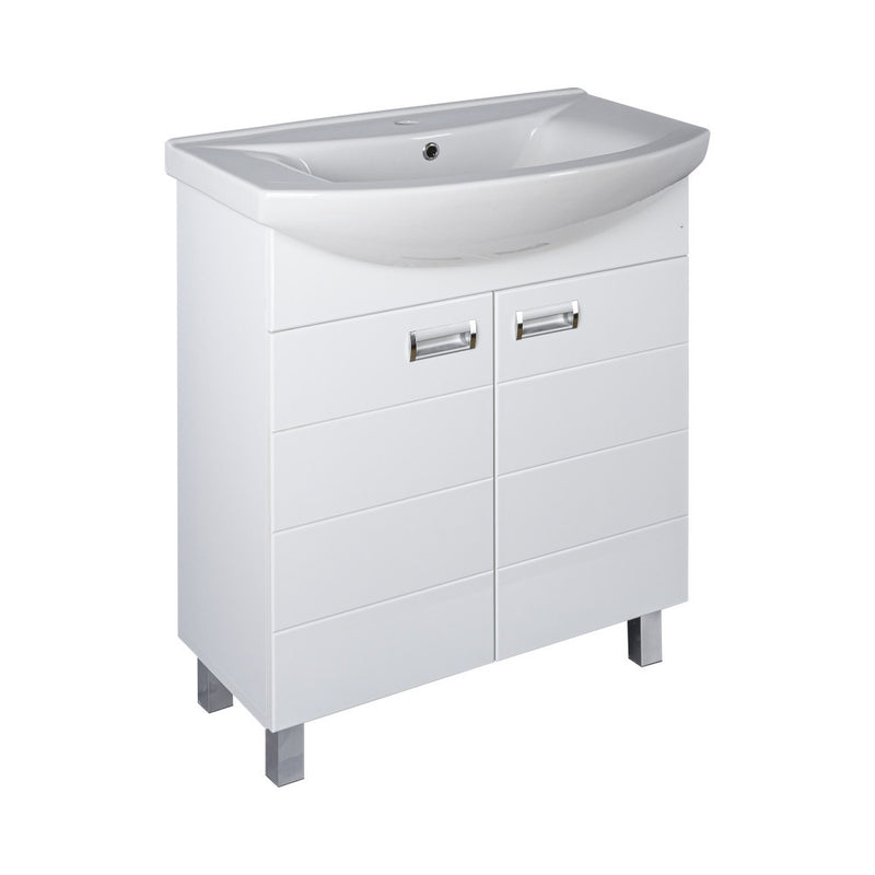 Viva SZQUARE 55 lábon álló fürdőszobabútor Sanovit ZENON 6055 porcelán mosdóval 55 x 44 cm