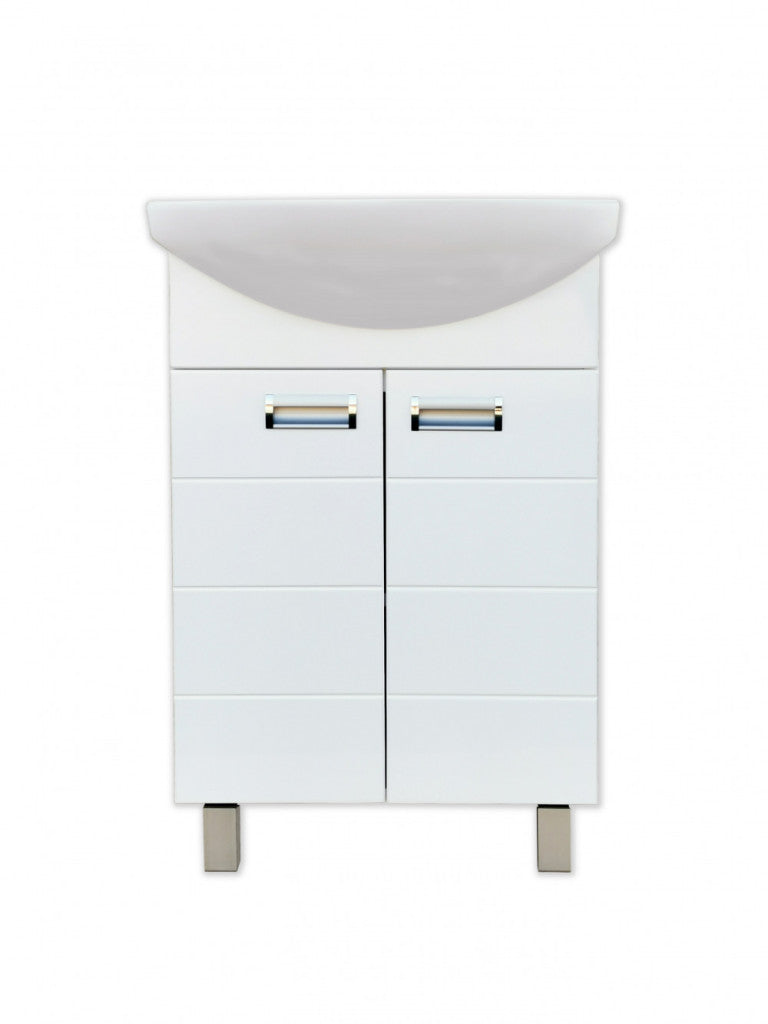 Viva SZQUARE 55 lábon álló fürdőszobabútor Sanovit ZENON 6055 porcelán mosdóval 55 x 44 cm