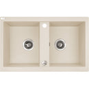 LAVEO BARBADOS jázmin kétmedencés mosogató automata dugókiemelős, helytakarékos szifonnal