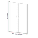 Saloon 80x195 cm kétszárnyú zuhanyajtó