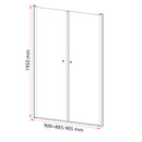 Saloon 90x195 cm kétszárnyú zuhanyajtó