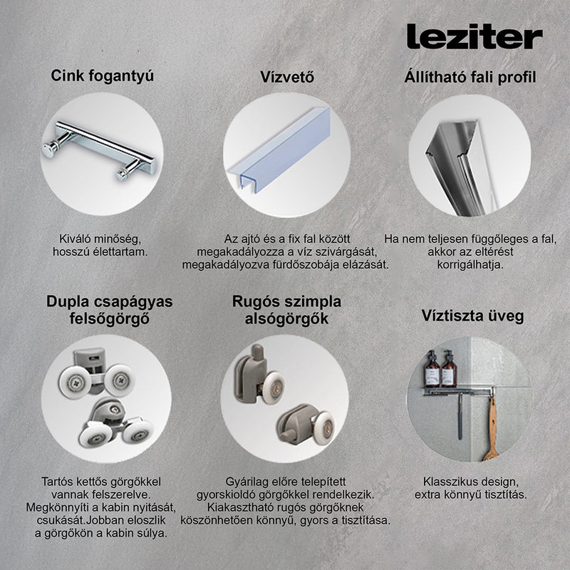 Spirit Clear 90x90x180 cm szögletes zuhanykabin, zuhanytálca nélkül fekete