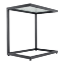 Kerti asztalka, fekete acél/edzett üveg, SELKO