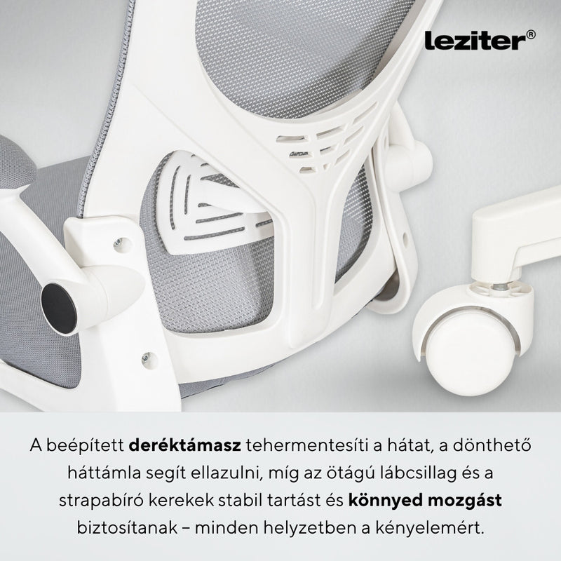 Flexo ergonomikus irodai forgószék deréktámasszal fehér