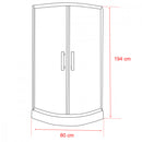 Spirit Matt 80x80x194 cm-es íves zuhanykabin, erősített akril zuhanytálcával