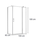 Simple 80x100 cm nyílóajtós aszimmetrikus zuhanykabin zuhanytálca nélkül